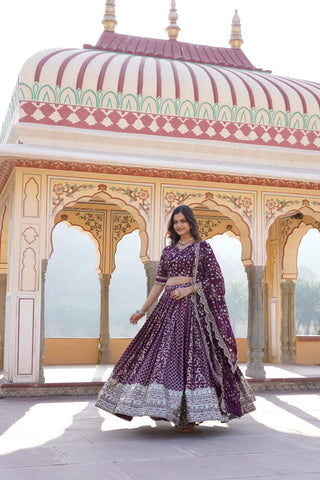 Dark purple Lehenga combination