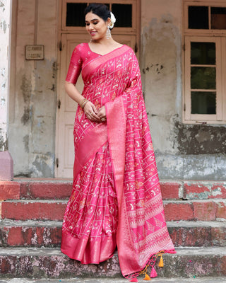 Pink silk digital print sarees with price