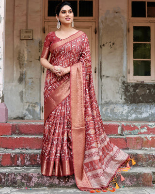 Maroon Silk Saree for wedding