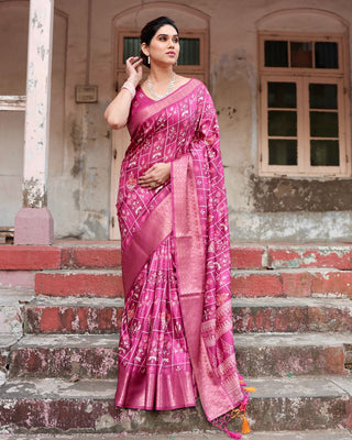 Dark Pink Silk Saree