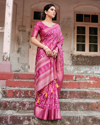 Rani Pink Silk Saree