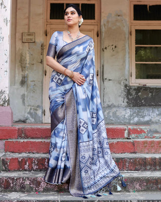 Blue Printed Saree