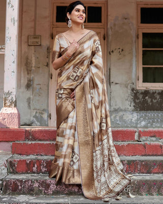 Cream shade silk printed sarees with price