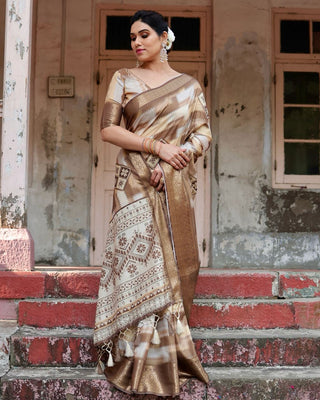 Cream colour Silk Saree