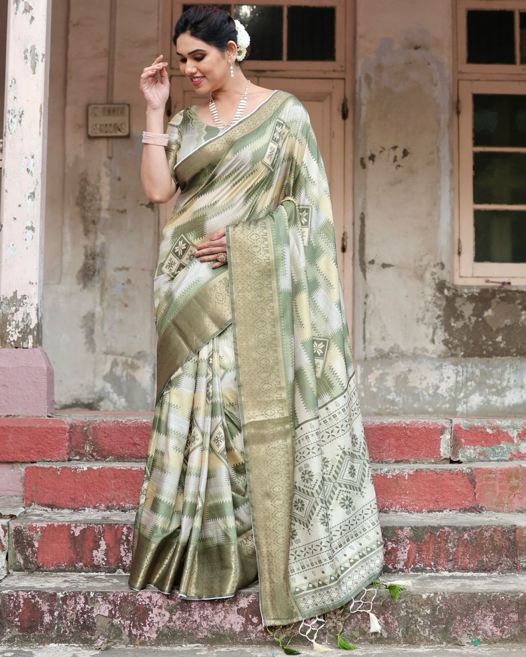 Mehendi Green Silk Saree