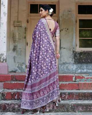 Wine colour saree for wedding party wear