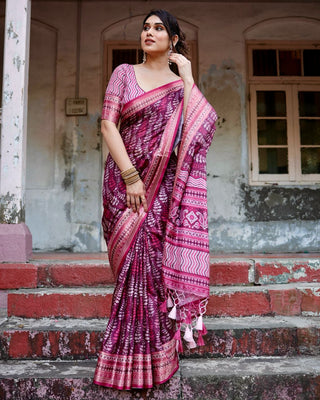 Rani pink bridal Saree