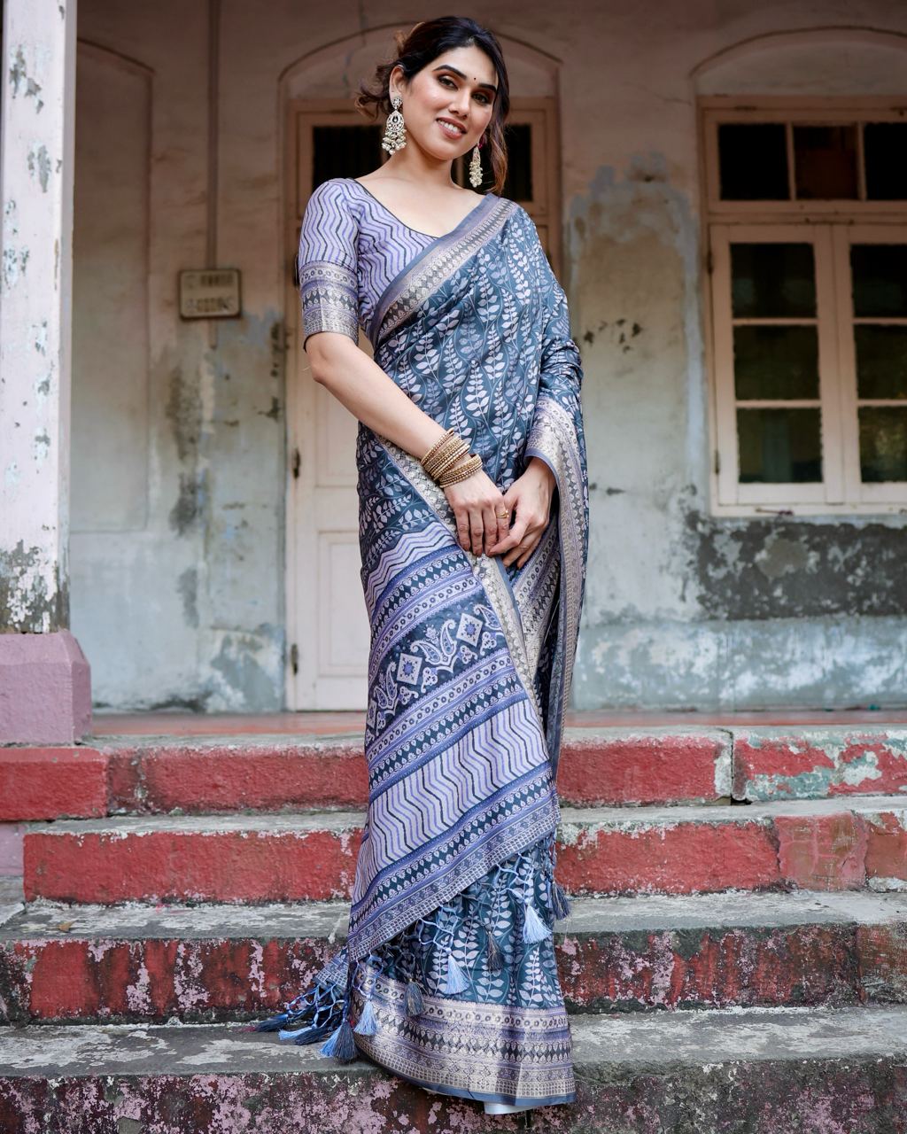 Peacock blue Colour Wedding Saree