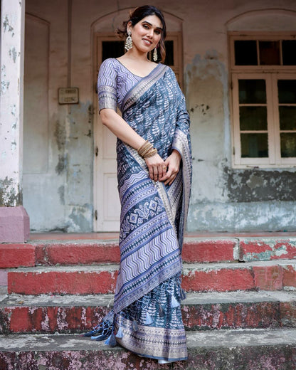 Peacock blue Colour Wedding Saree