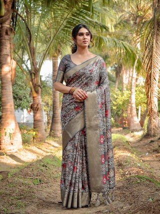 Grey colour Saree for Wedding