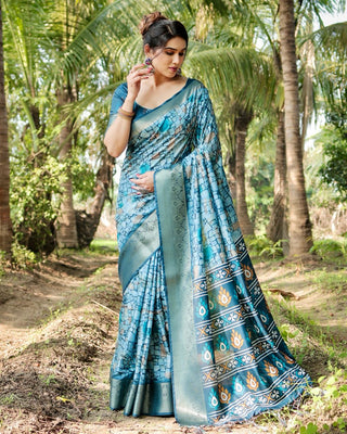 Rama silk saree different printed for wedding online shopping