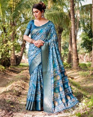 Rama silk saree different printed for wedding online