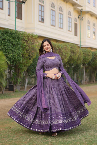 Faux Georgette Purple Lehenga