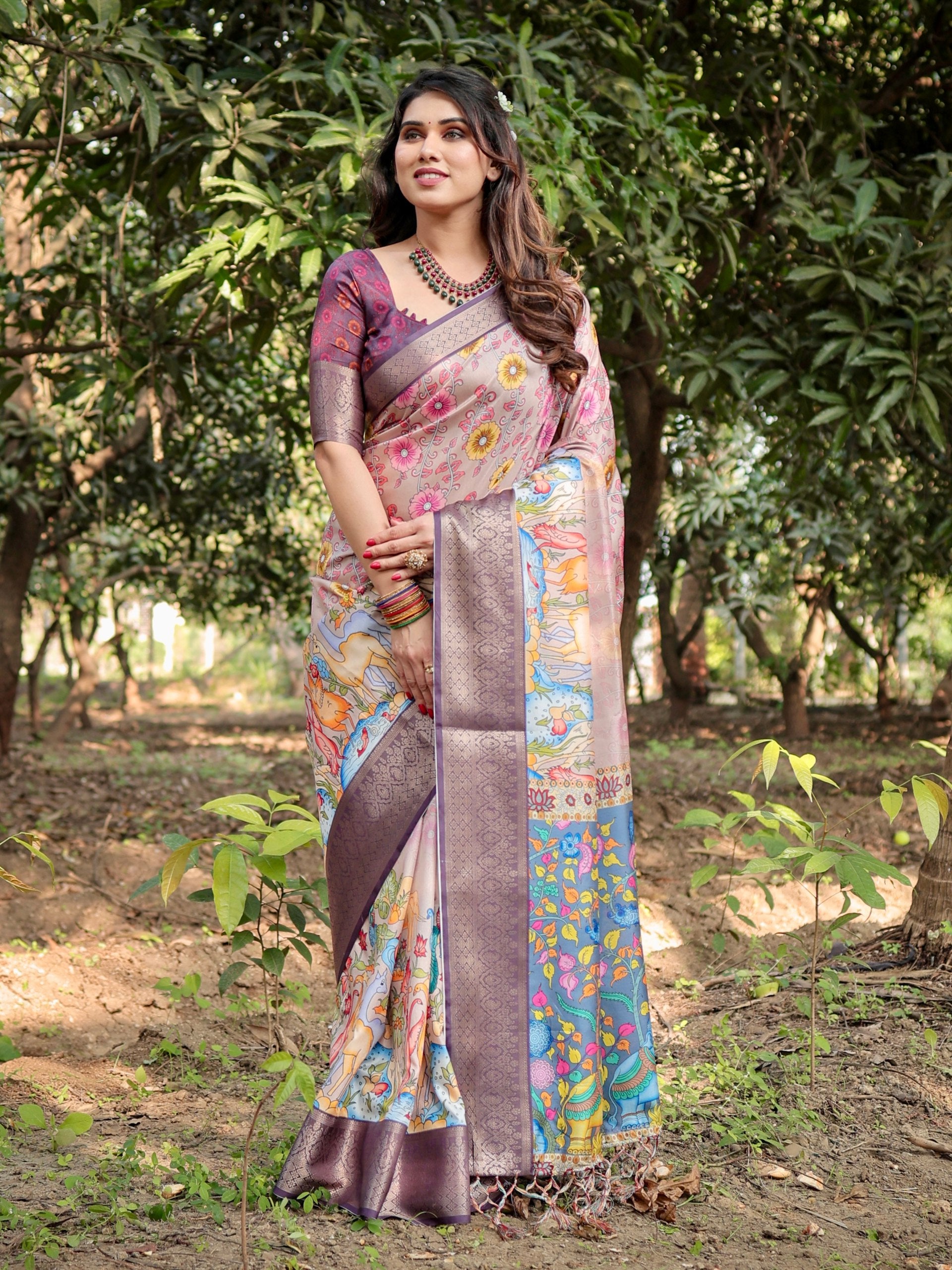 Multi color pure silk saree collection with price