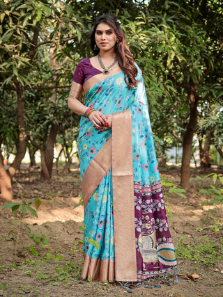 Sky color pure silk saree collection with price