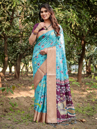 Sky blue saree Party Wear