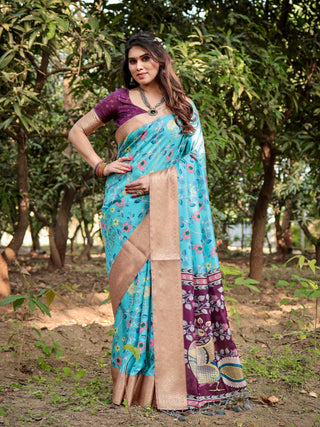 Sky Blue saree for wedding