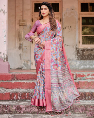 Printed design silk saree for women party wear with price