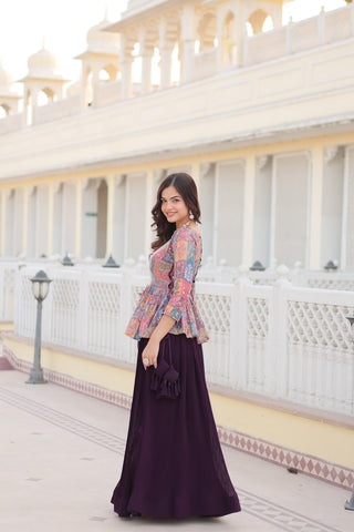 dark wine colour lehenga