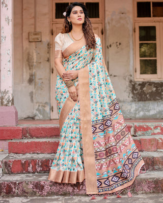 Printed design silk saree for women party wear with price