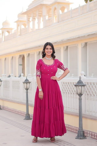 Pink Long Anarkali Gown