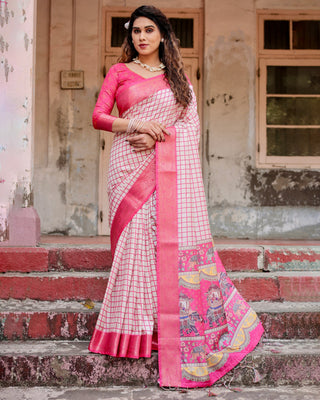 Light pink silk saree for women