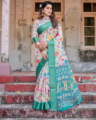 Multi color design pure soft silk saree for women online