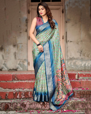 Peacock colour Saree for Wedding