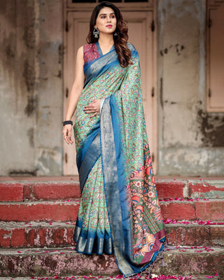 Peacock pure soft silk saree for women online