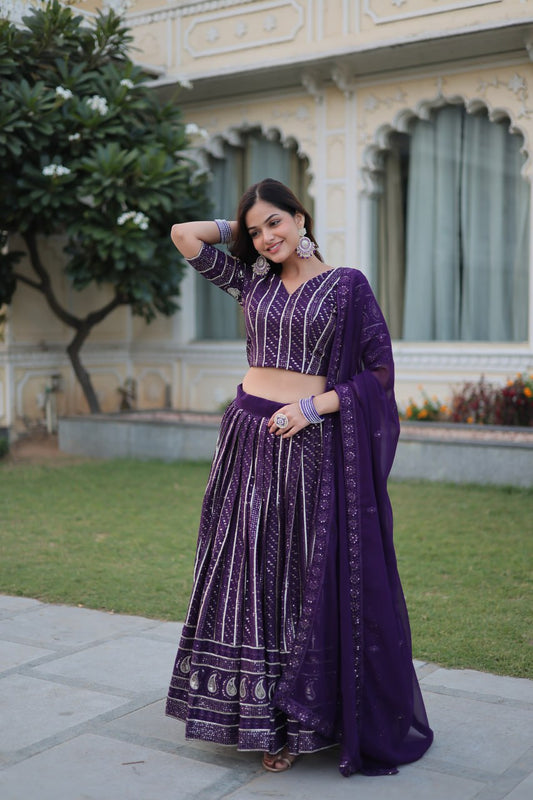 Faux Blooming Purple Lehenga