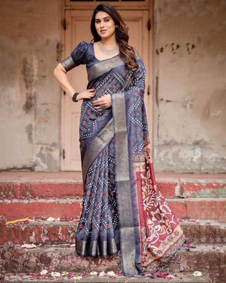 Wonderful printed silk saree with blouse for party women price