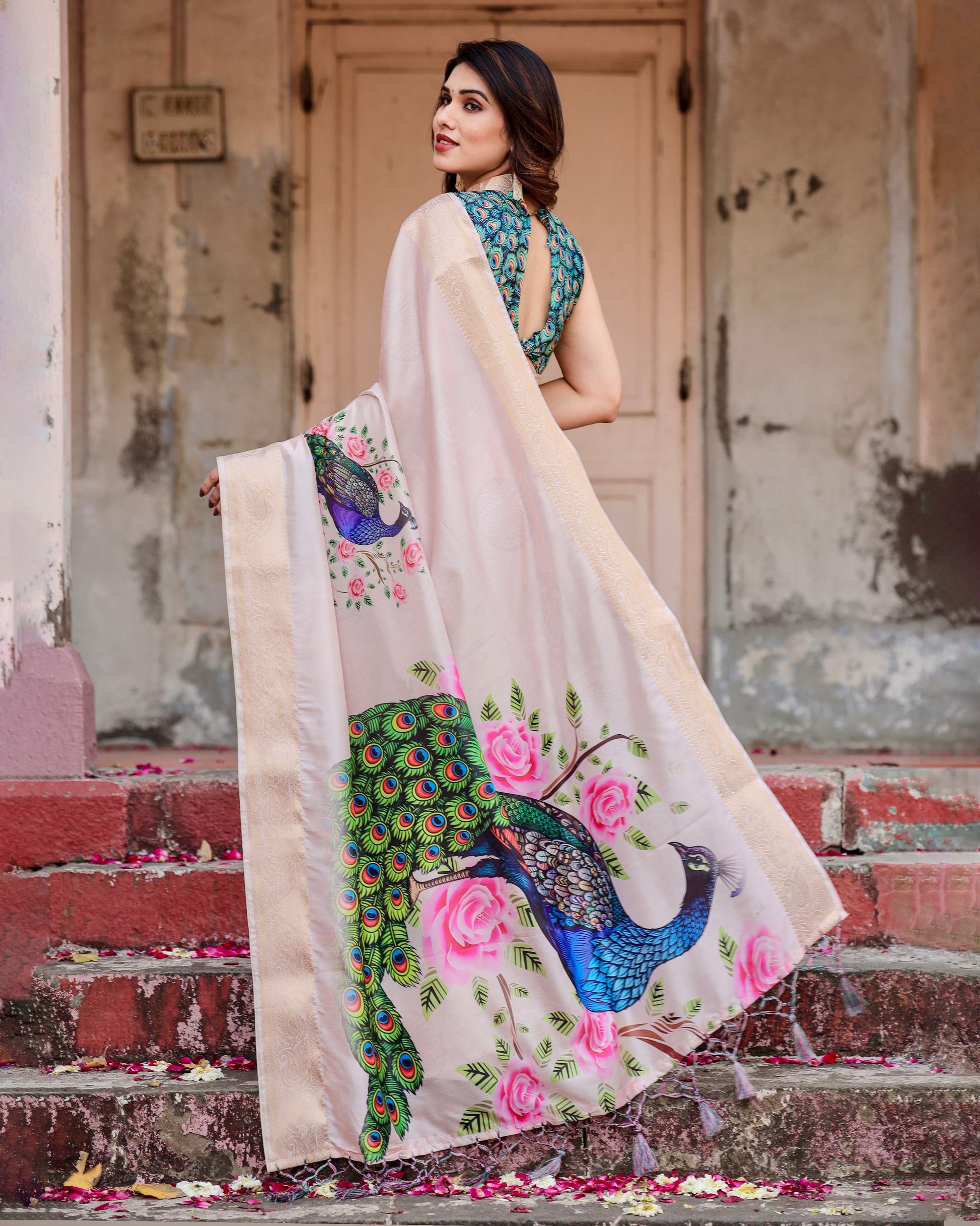 Peacock design Silk Sarees