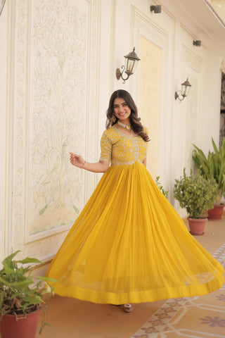 Yellow Color Party wear Gown