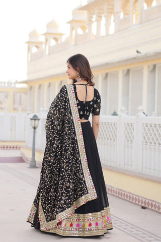 BLACK NET EMBROIDERED Dupatta