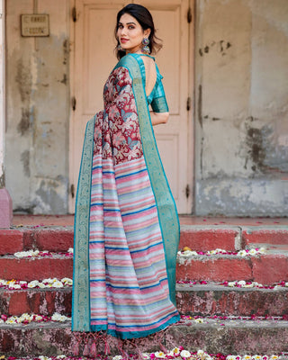 Floral Printed Pure Silk Sarees