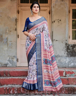 Multi printed soft silk sarees with price