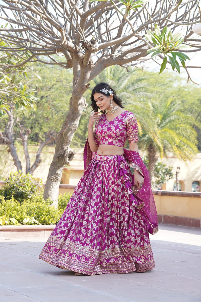 magenta colour lehenga combination