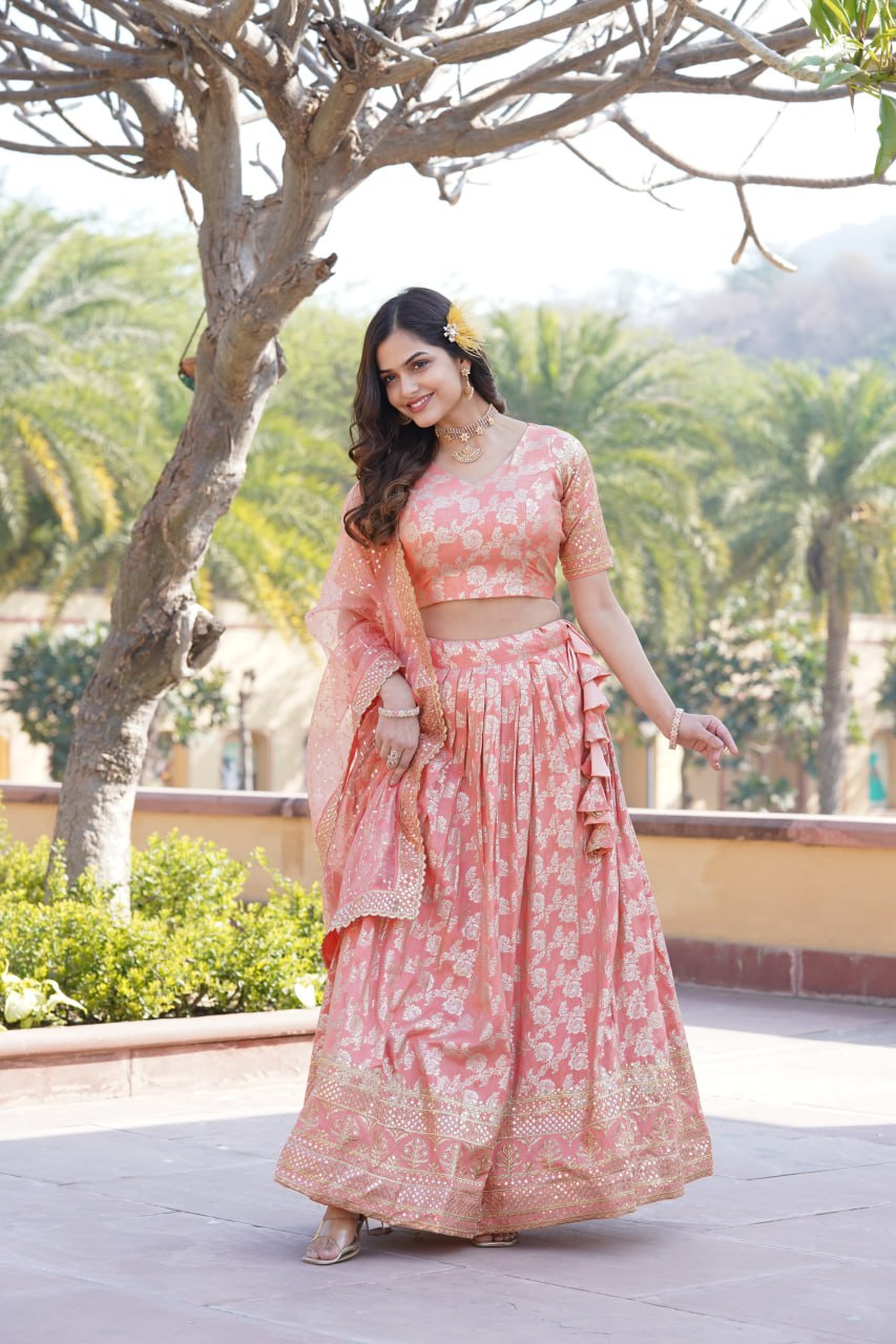 Light peach colour lehenga