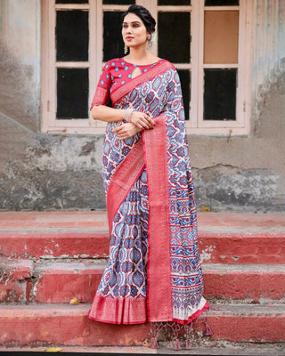 Dark Pink Silk Saree