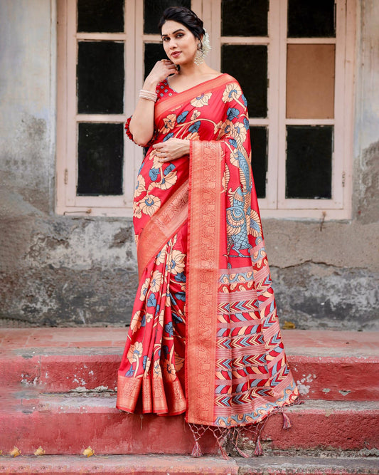 Red color pure silk sarees online with price