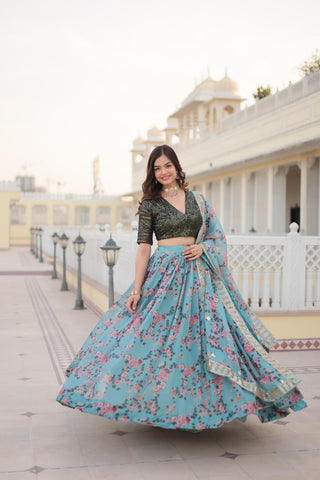 sky blue lehenga