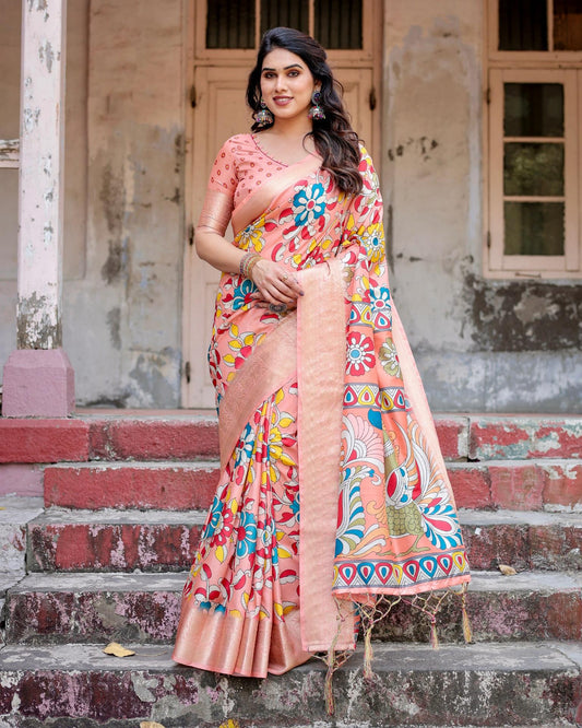 Peach Color Saree