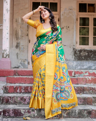 yellow silk saree for women