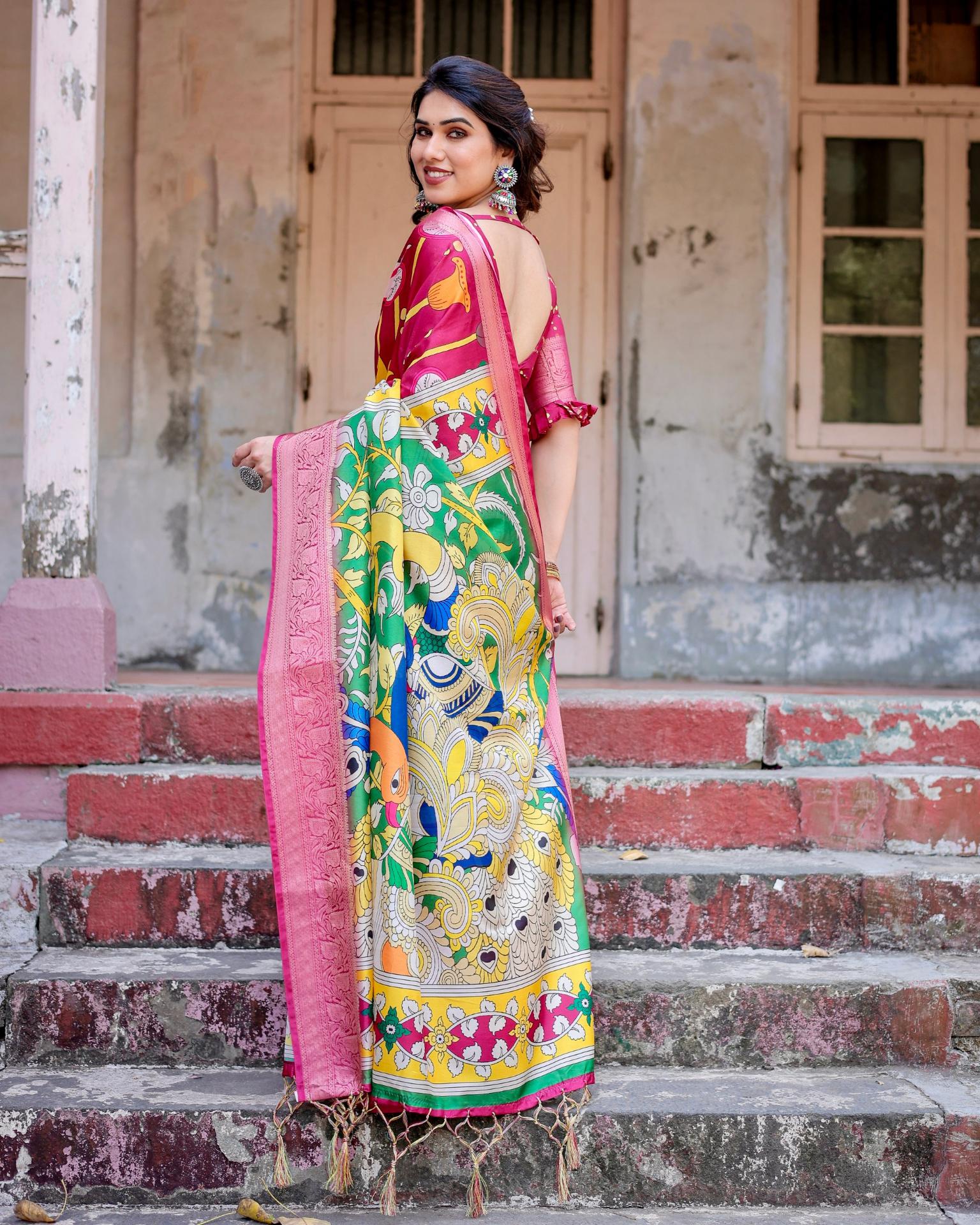 Pink Colour Saree Online And  Price