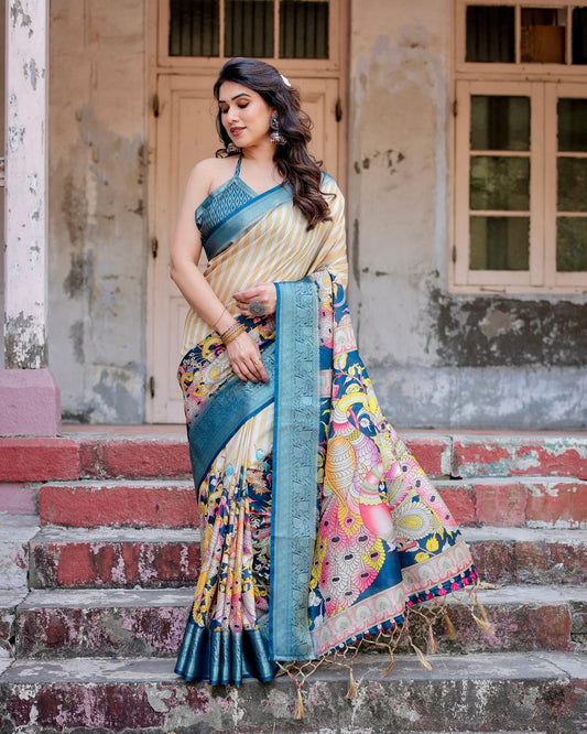 Multi color pure silk digital printed sarees with price