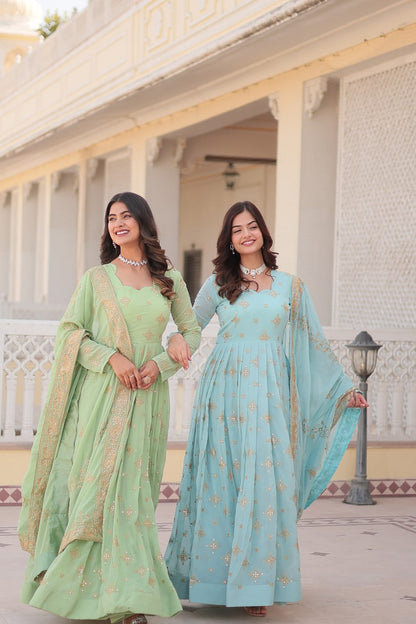 Beautiful Sequins Embroidered Anarkali Gown for Reception