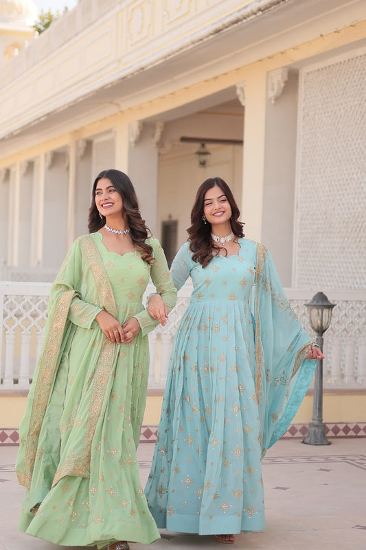 Beautiful Sequins Embroidered Anarkali Gown for Reception