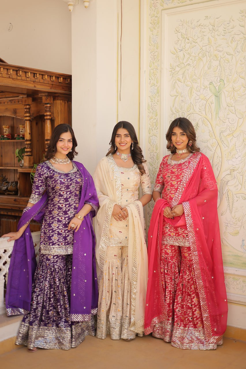fully stitched readymade top sharara plazzo for women