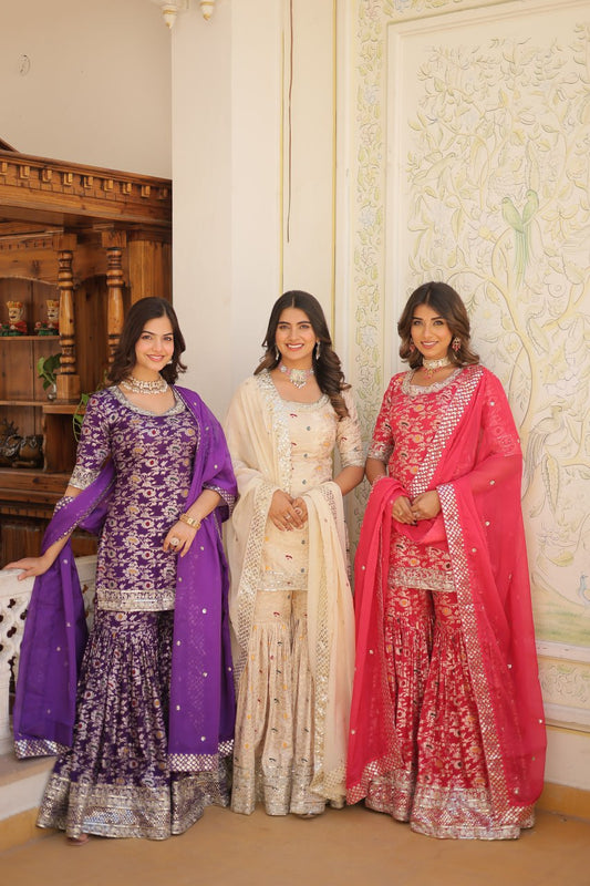 fully stitched readymade top sharara plazzo for women