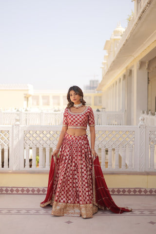 red lehenga for wedding party